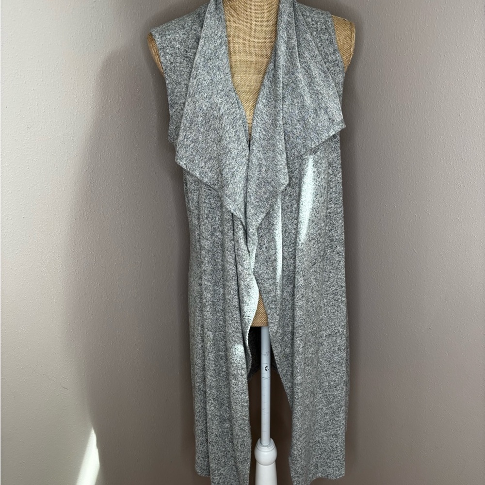 Juicy Couture Gray Draped Sleeveless Cardigan Long Vest Size X-Small